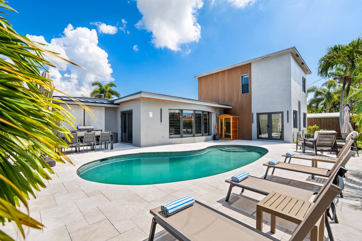 Private Oasis with Pool & Sauna – 10 Mins to Beach