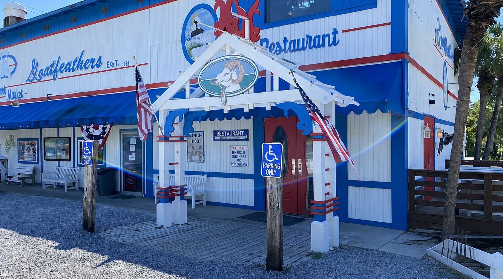 Walk to one of the best seafood spots on 30A.  Goatfeathers Restaurant!