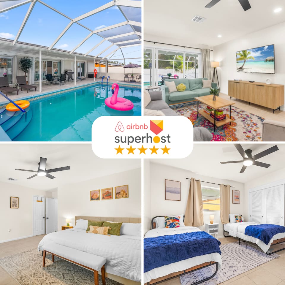 Modern 3BR Oasis with Private Pool | 7m to Beach