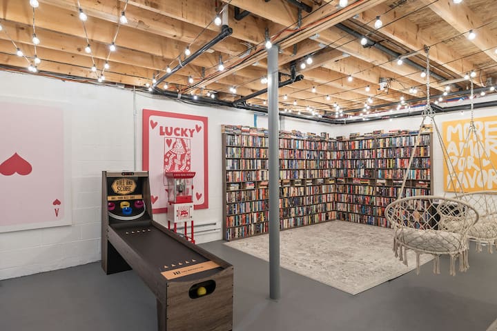 Game night meets reading nook in this stylish library lounge