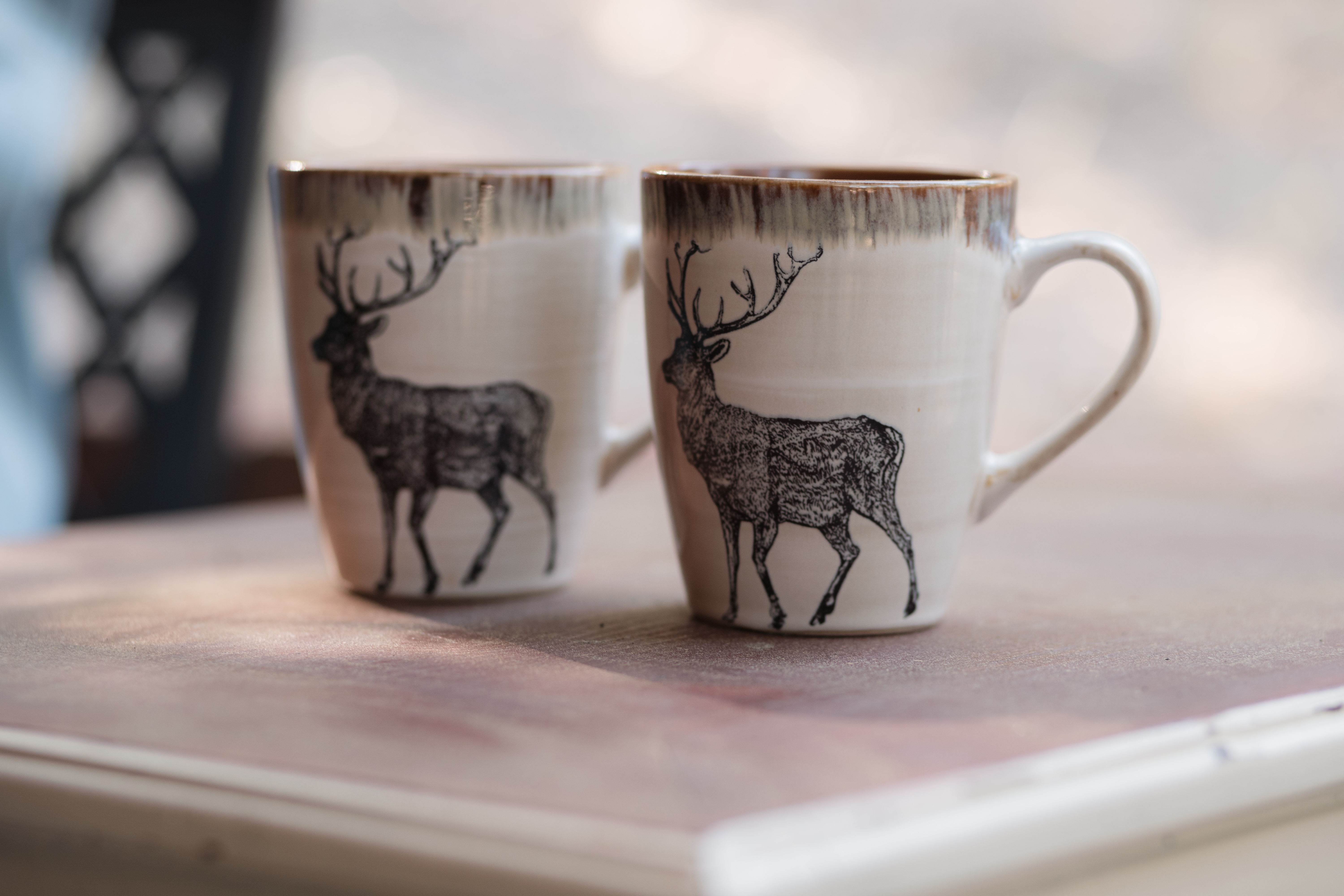 Rustic stag mugs add a cozy cabin touch to your morning coffee