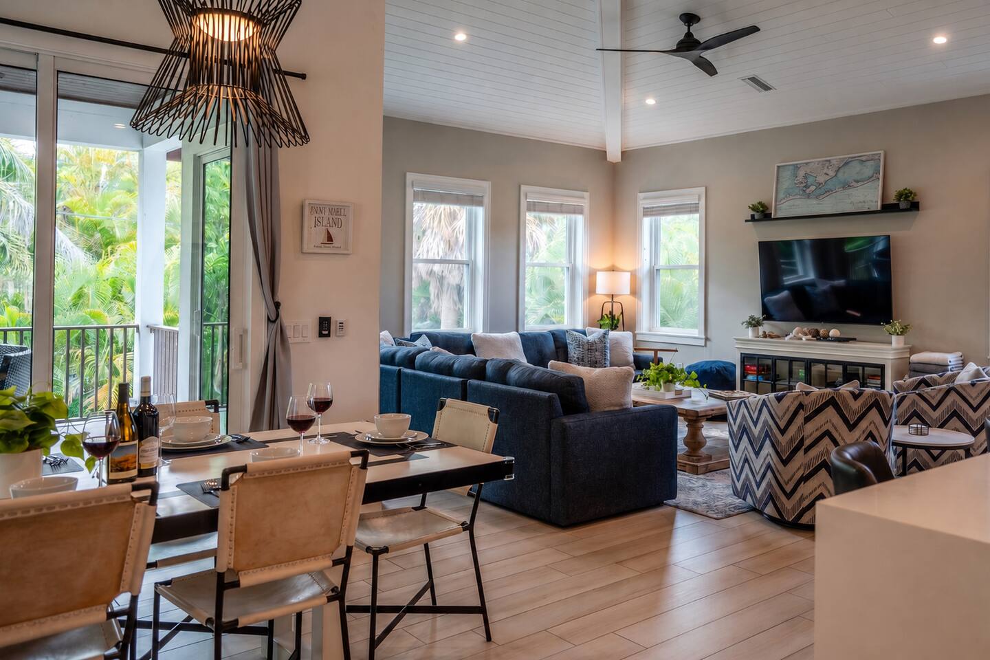 Open living and dining area
