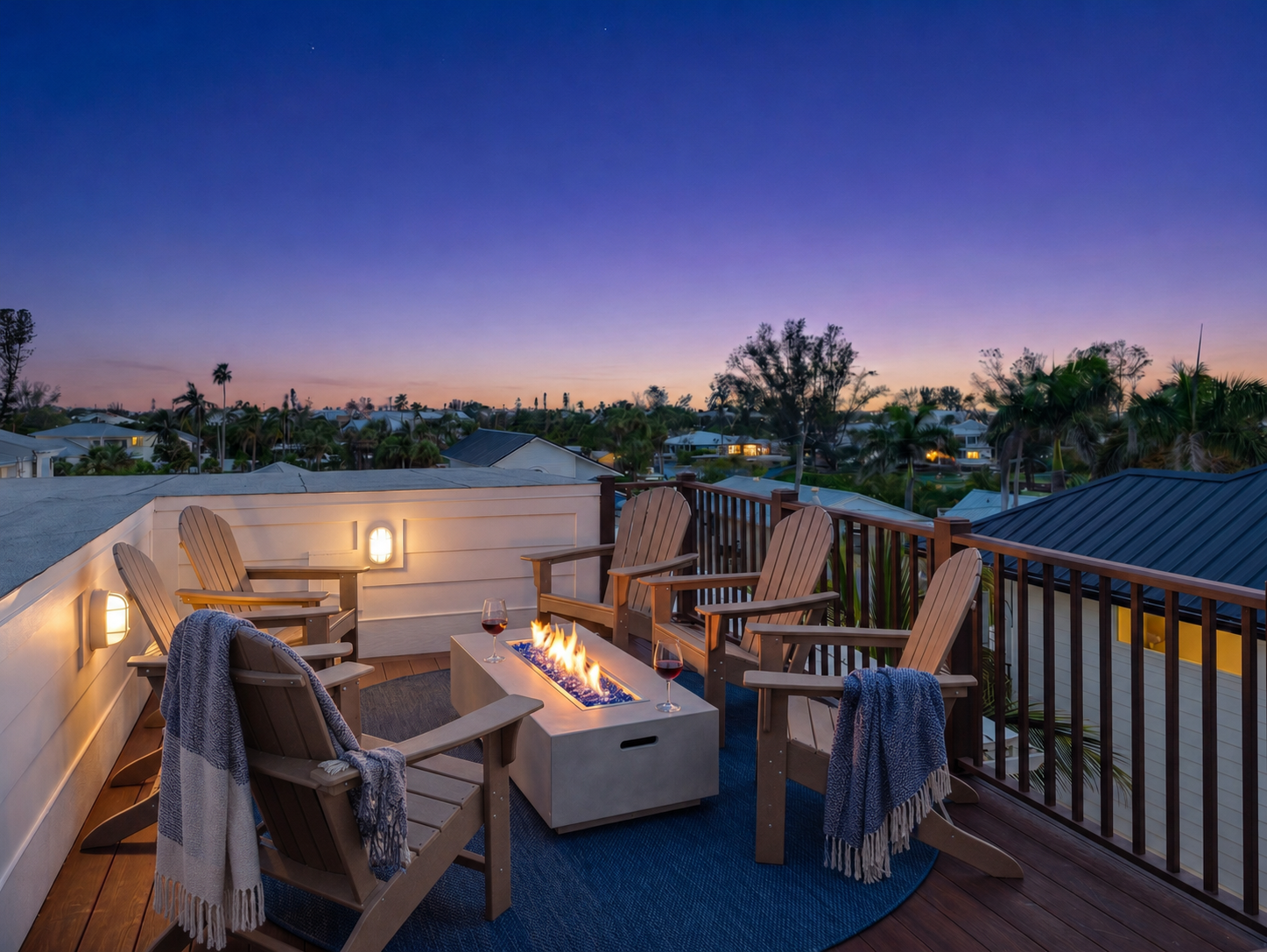 Rooftop deck at sunset
