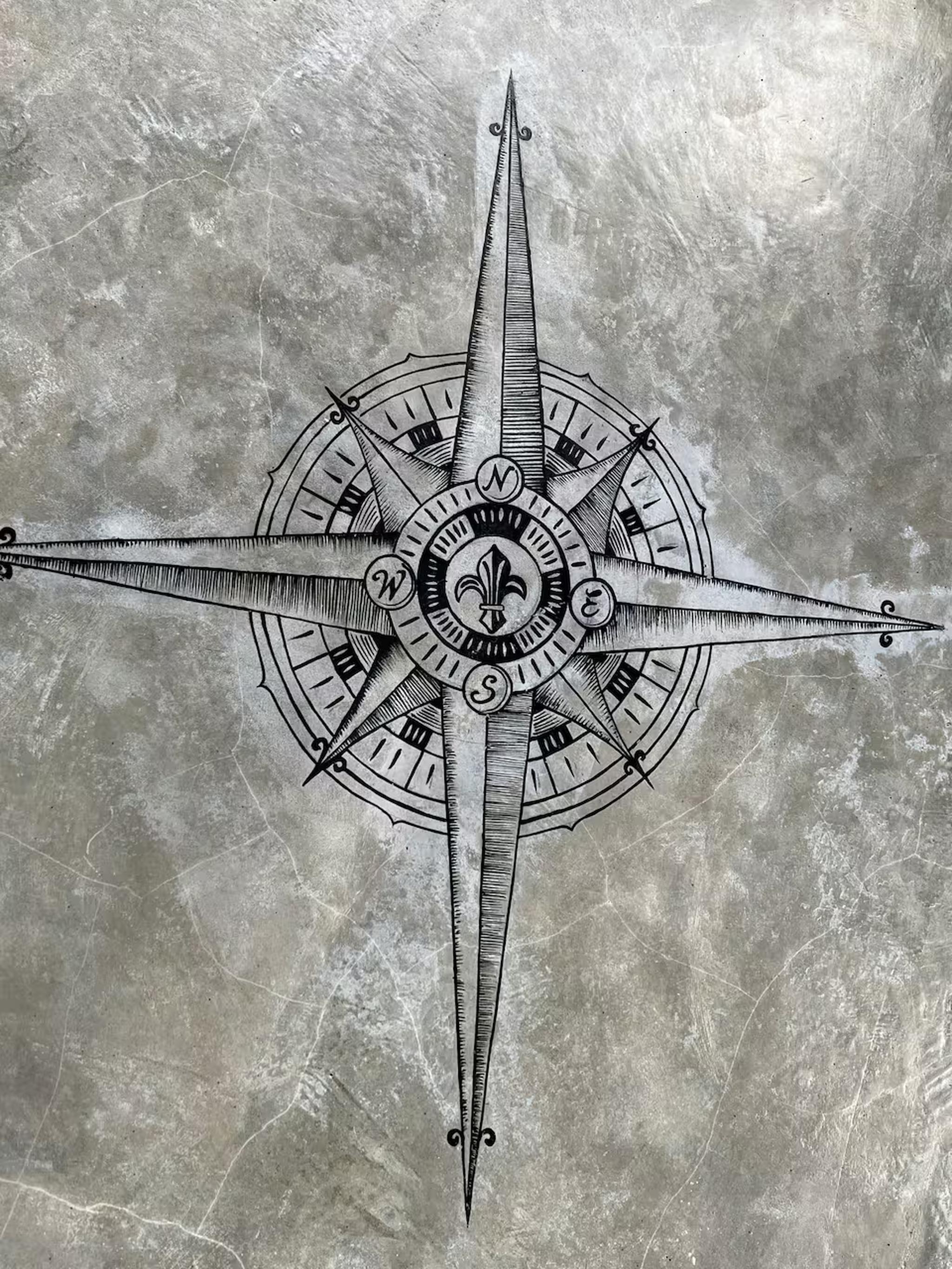 Striking compass rose wall mural with stylish nautical charm