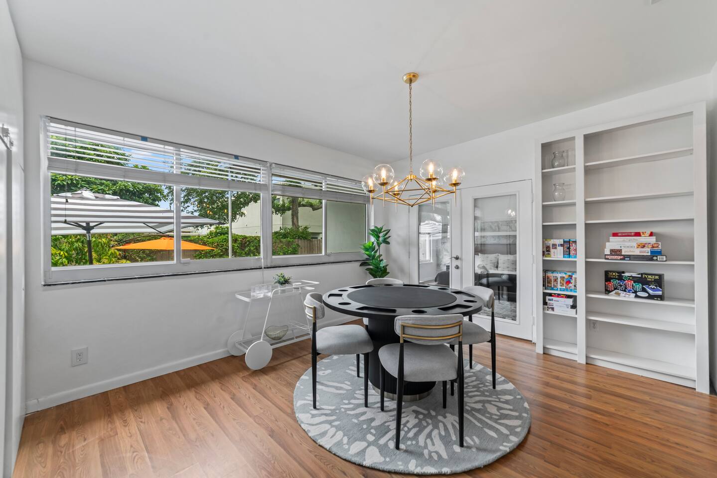 Enjoy natural light and garden views while playing games or sharing a meal.
