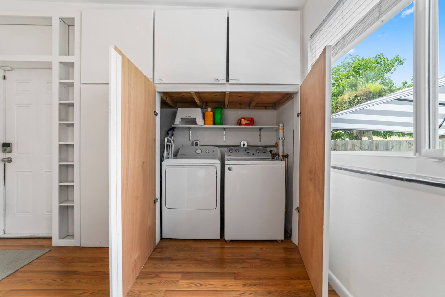 Enjoy the convenience of a private in-home washer and dryer, making it easy to keep up with laundry throughout your stay.