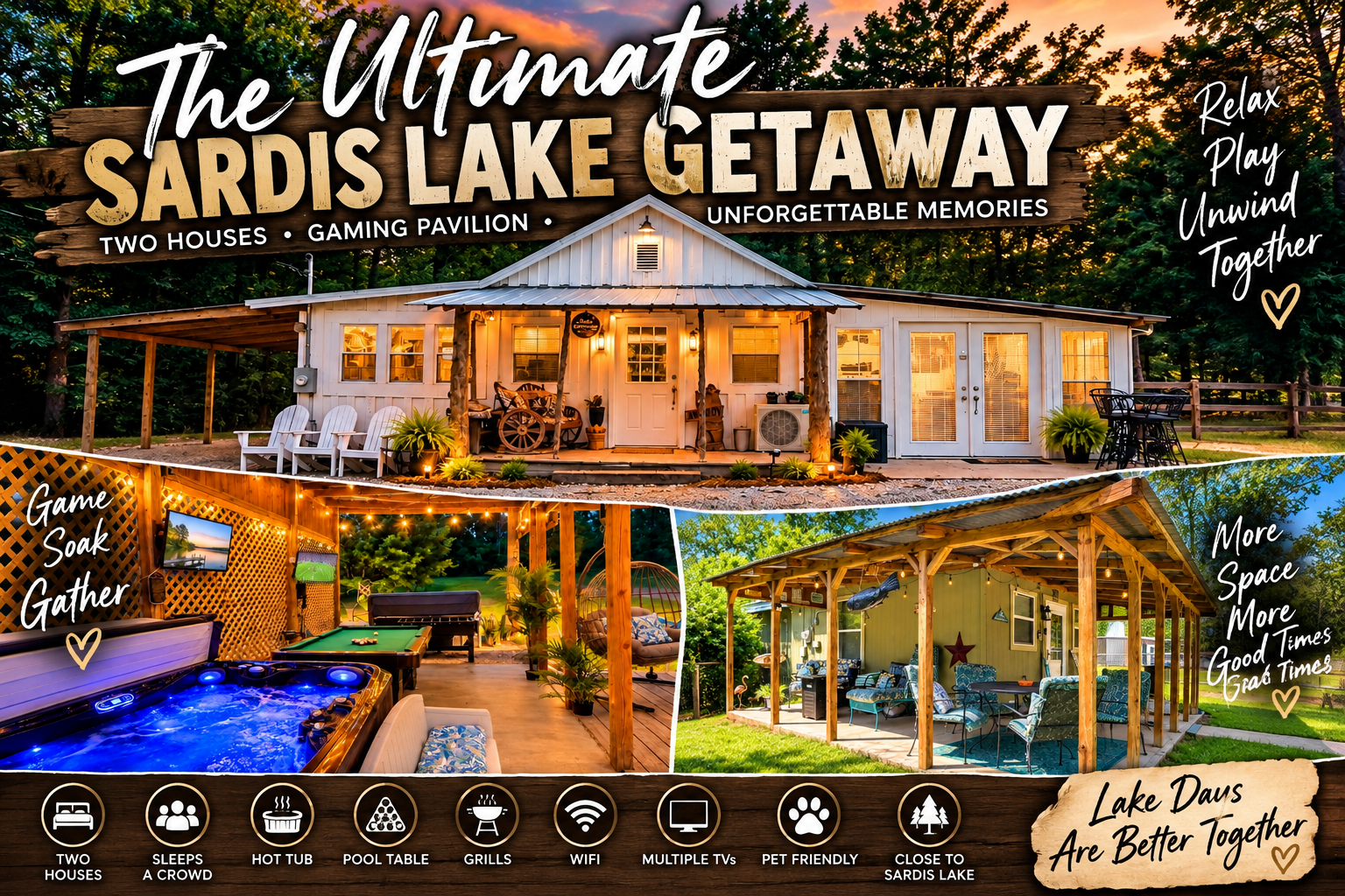 2 Cabins, King Suite & Bunkhouse Compound - Sardis