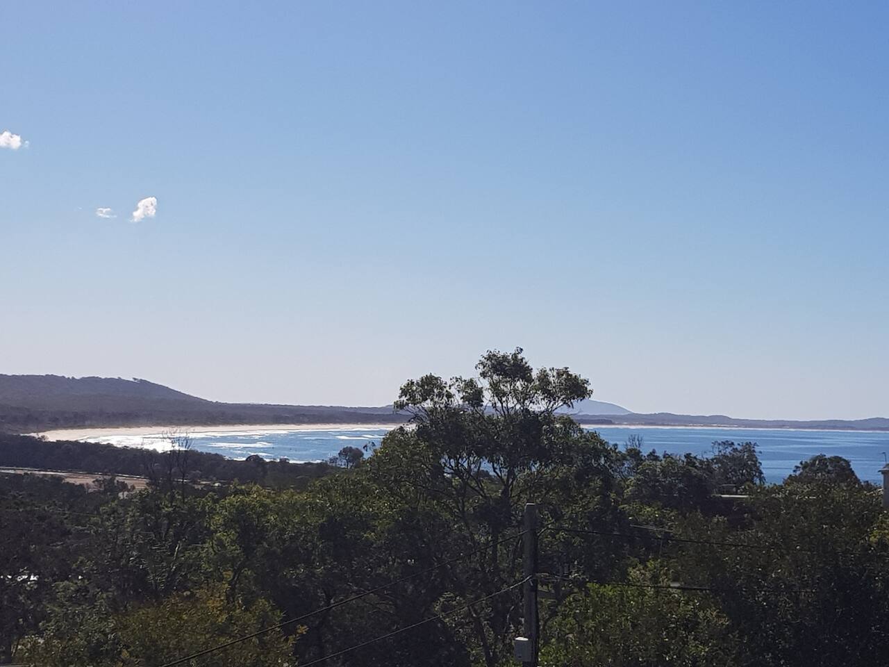 The ocean horizon off Crescent Head, NSW — whales pass close to the headland in season