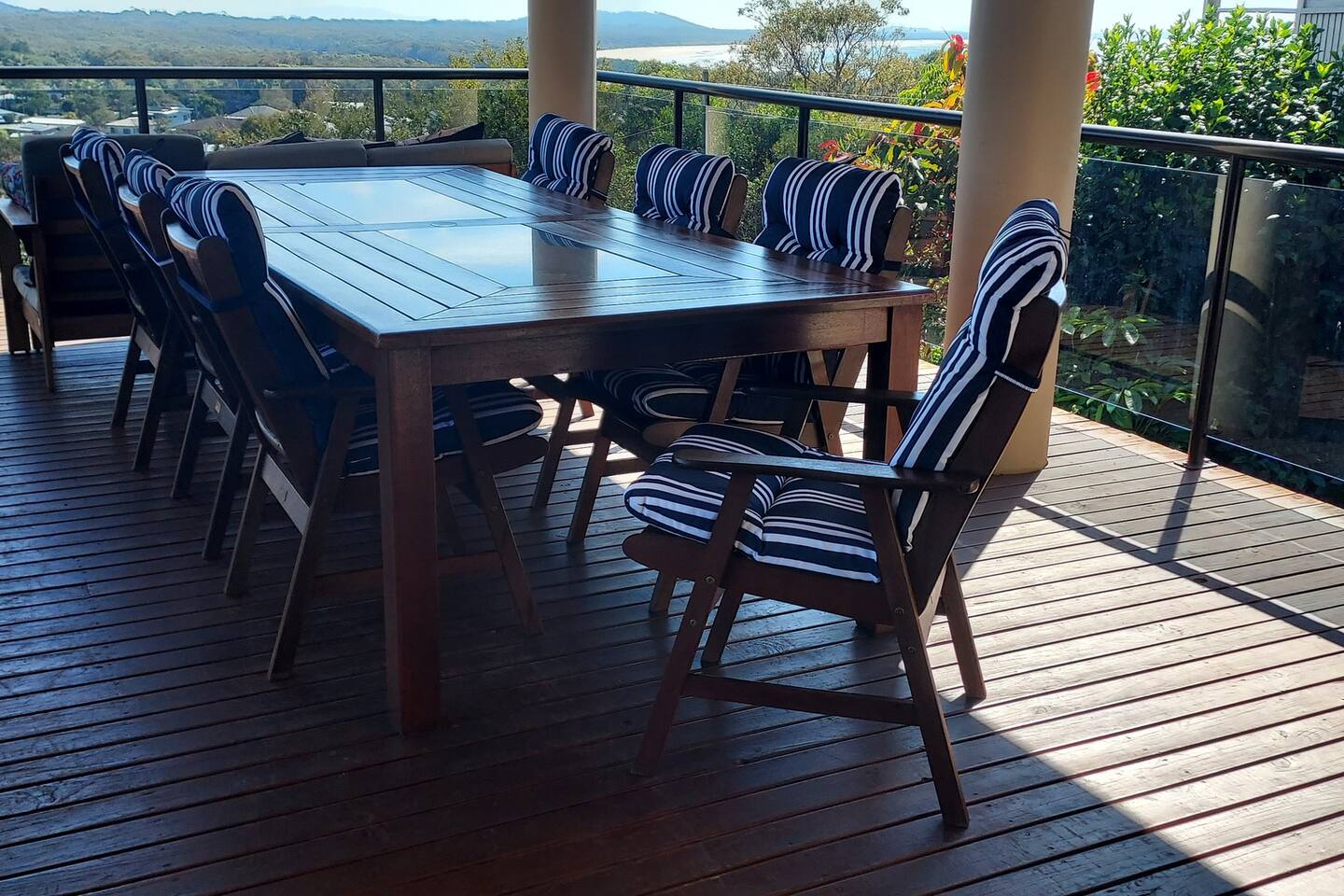 Breakfast on the deck at The Deck, Crescent Head, in the morning light