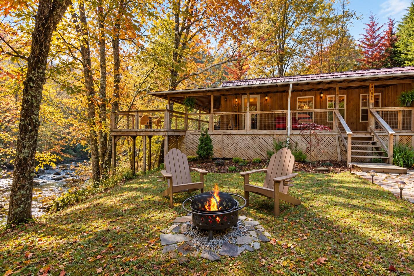 Fall is magic in the mountains.  Make a fire under the stars, enjoy a rainy afternoon under the covered deck or head out and explore local small towns.