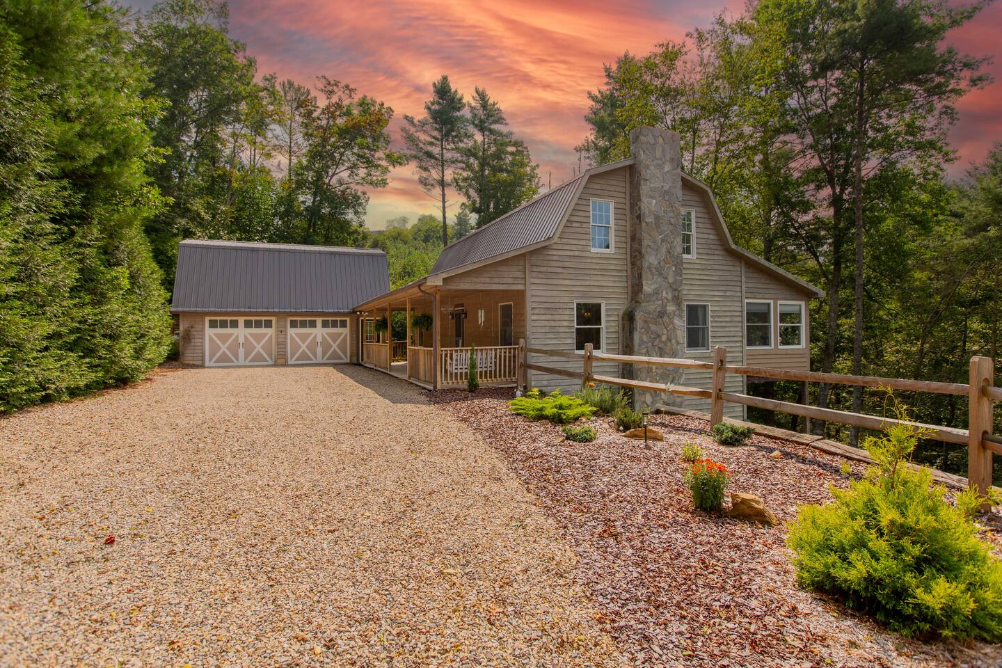 Arriving to the home, you'll be greeted with the sounds of the water flowing just below