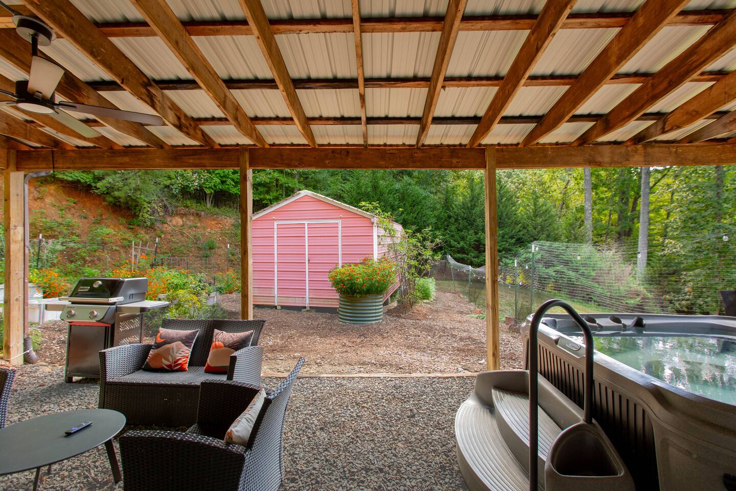 Unwind in the hot tub, meander around the garden, or catch up on some shows while surrounded by nature