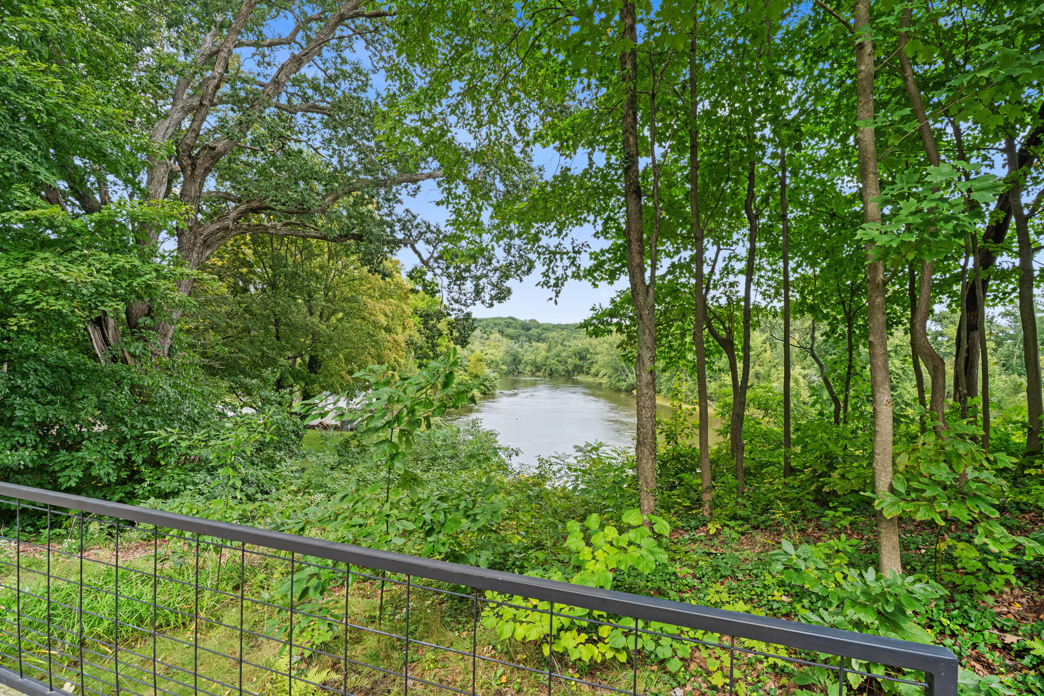 Peaceful wooded river view from the deck