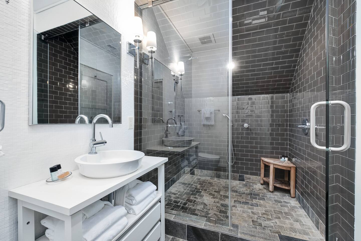 Primary bathroom with huge shower!