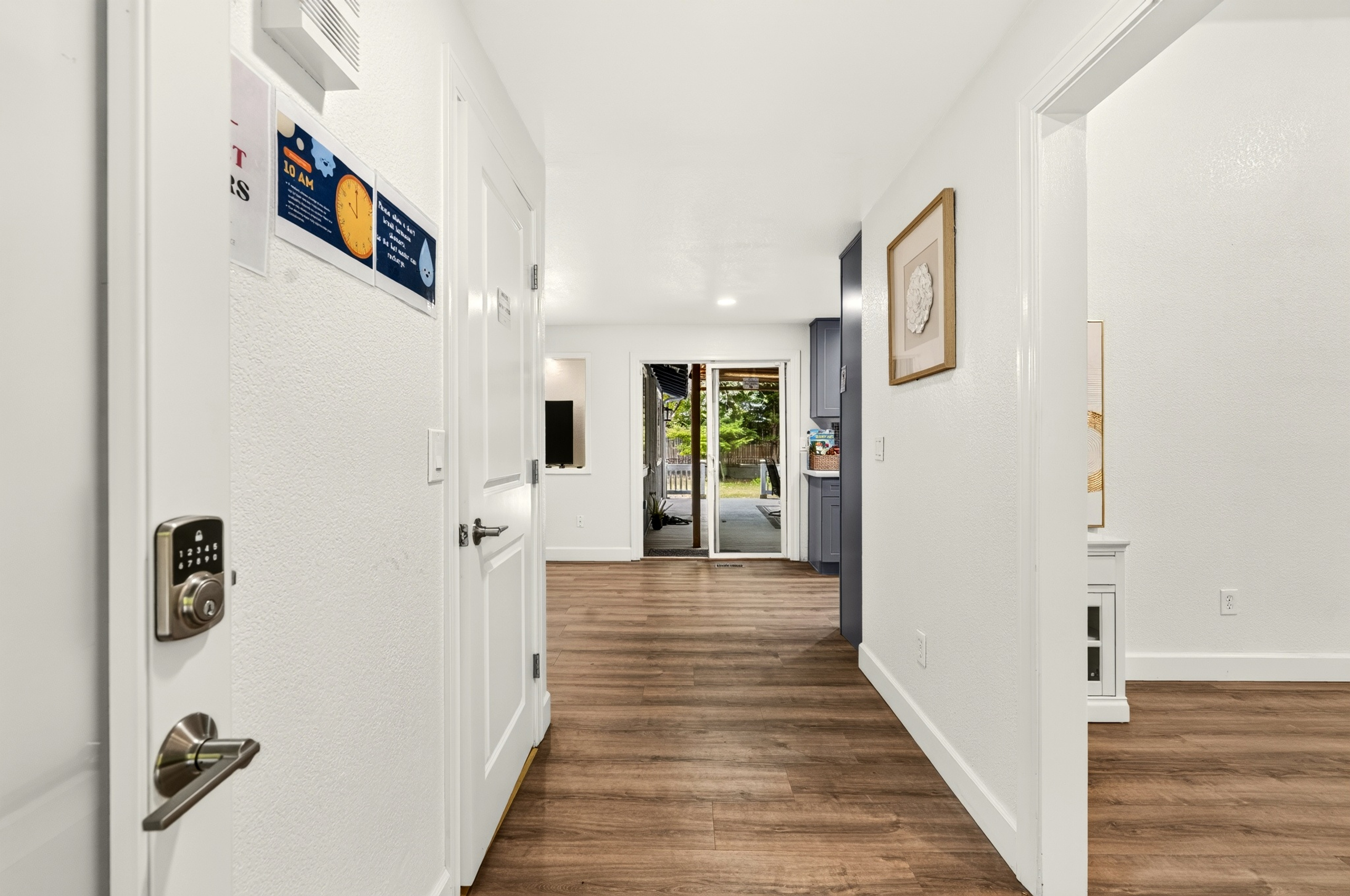 Bright entryway with smart lock and easy patio access