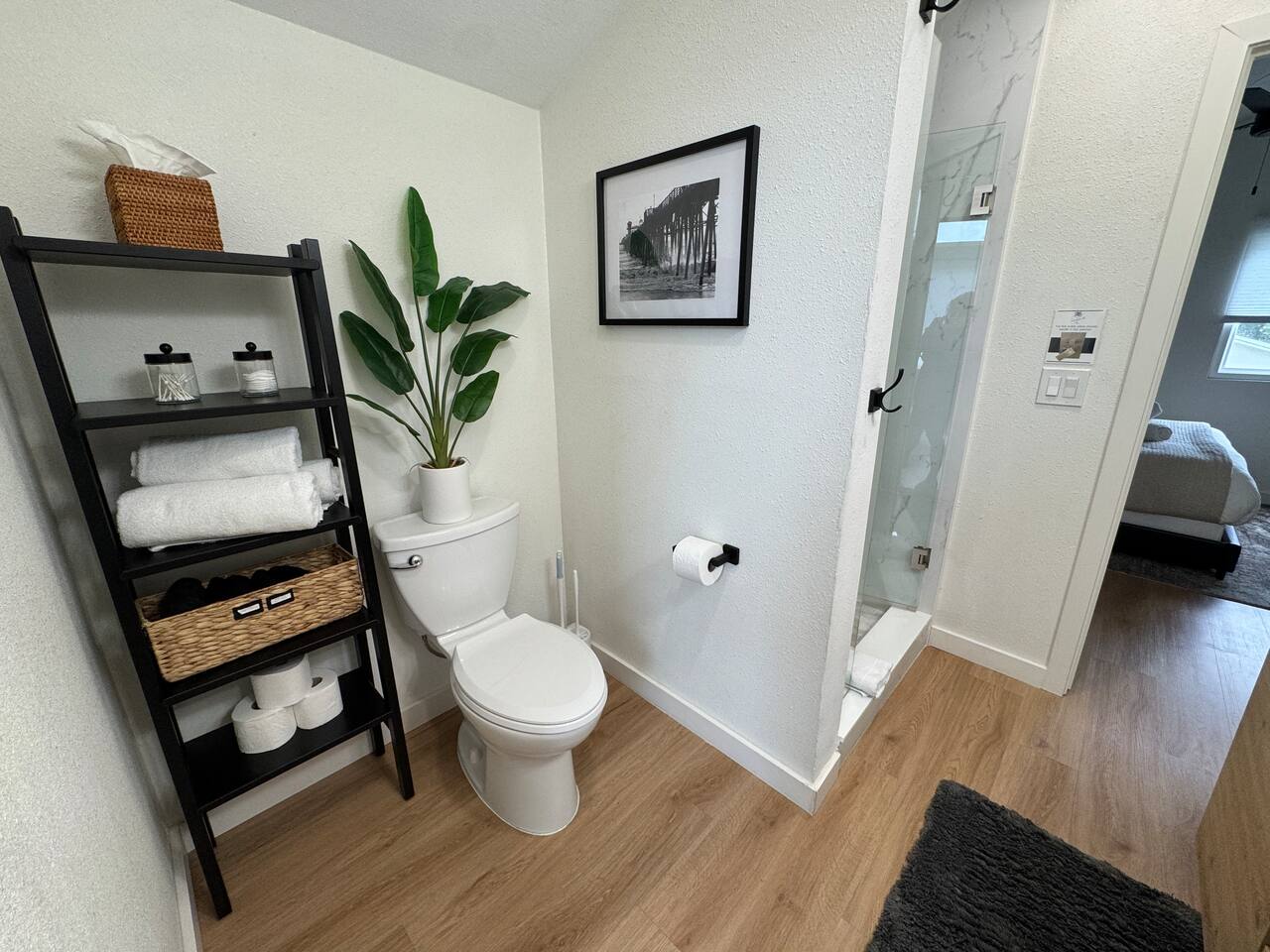 Jack and Jill shared bathroom with bedroom 2 and 3. Double sink, fully stocked.
