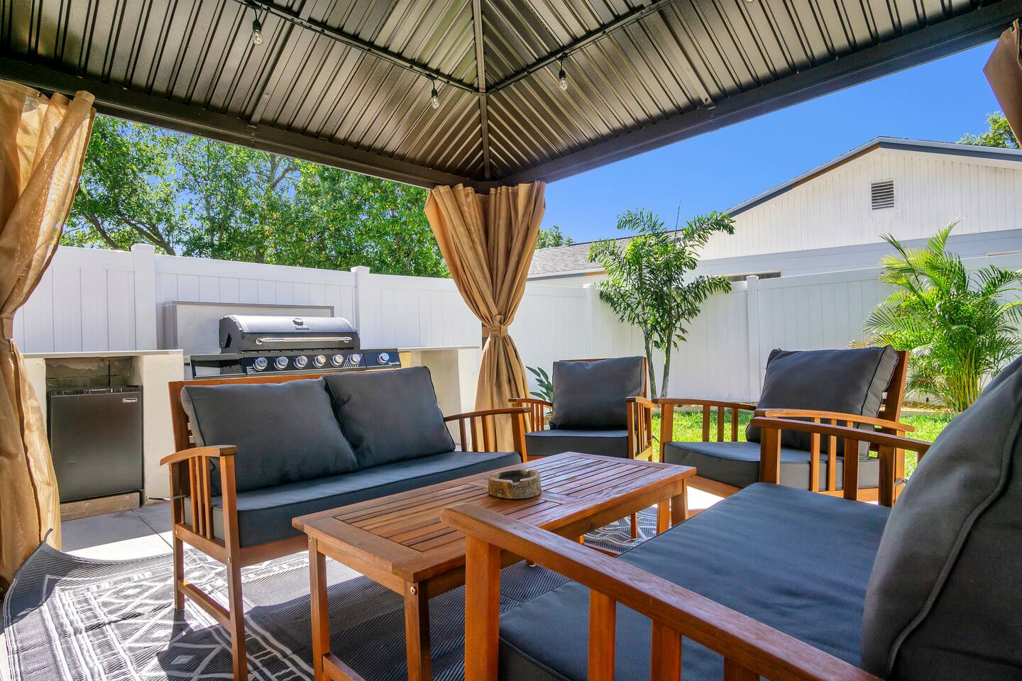 Entertain in our lathe spacious backyard for your guests.