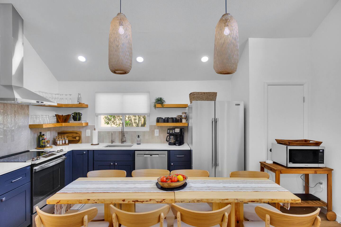 Kitchen provides lots of extra amenities and seating at table for 8 people.