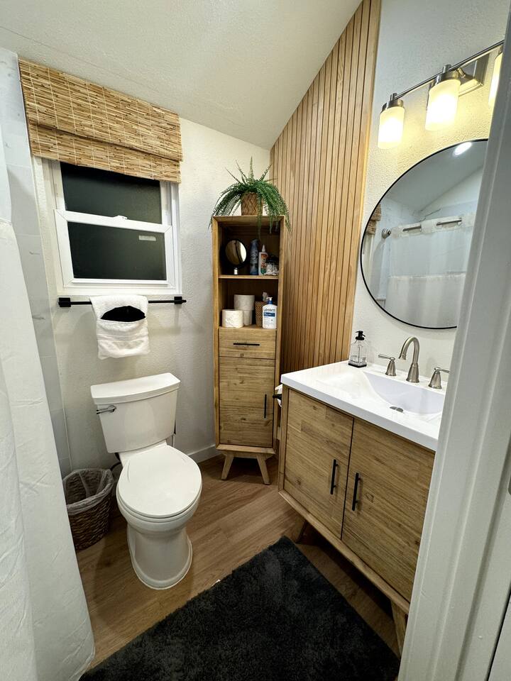 Downstairs full bath with tub and shower.