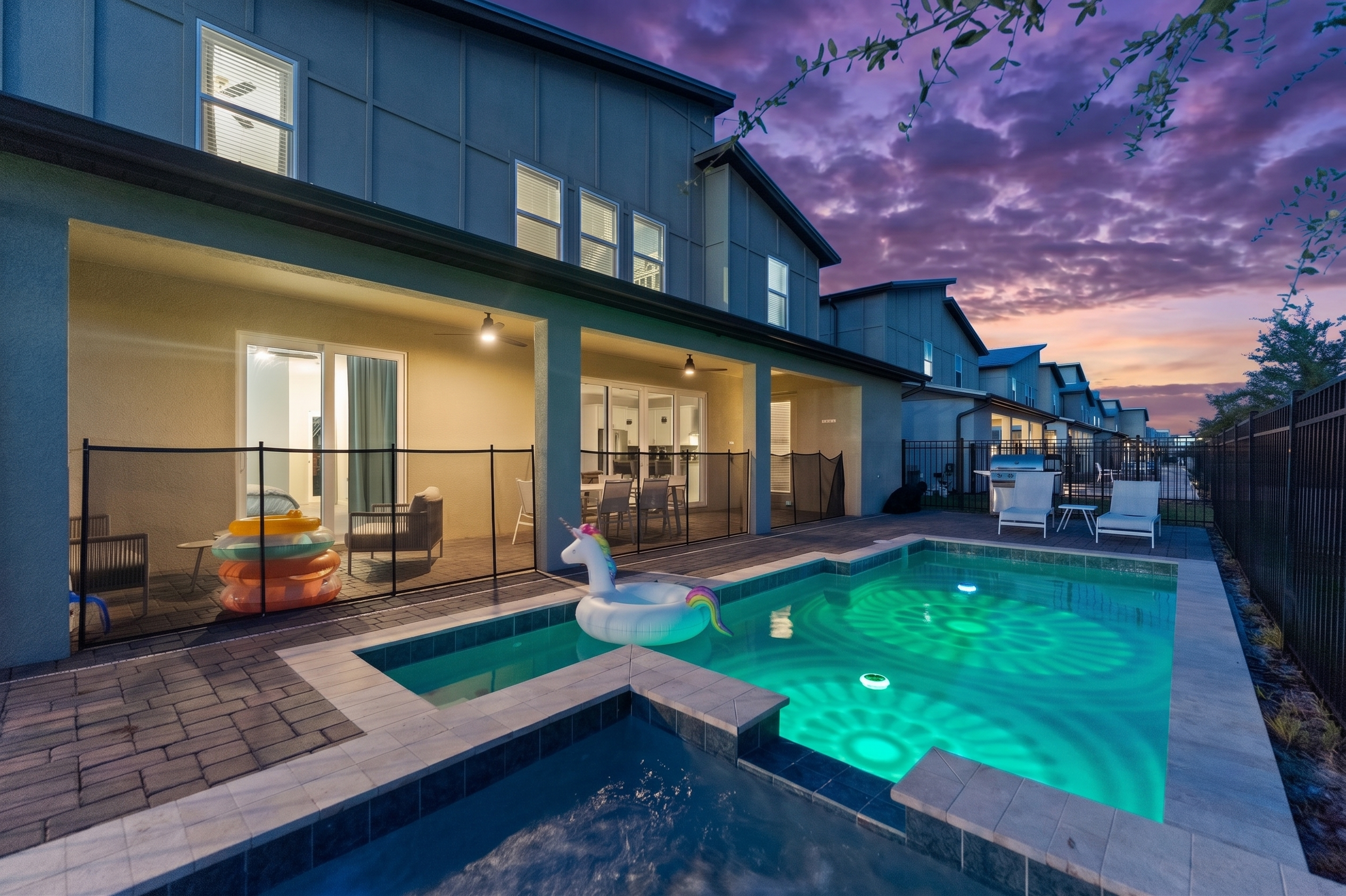Shore Thing beach home with private pool at sunset in Melbourne Beach, Florida