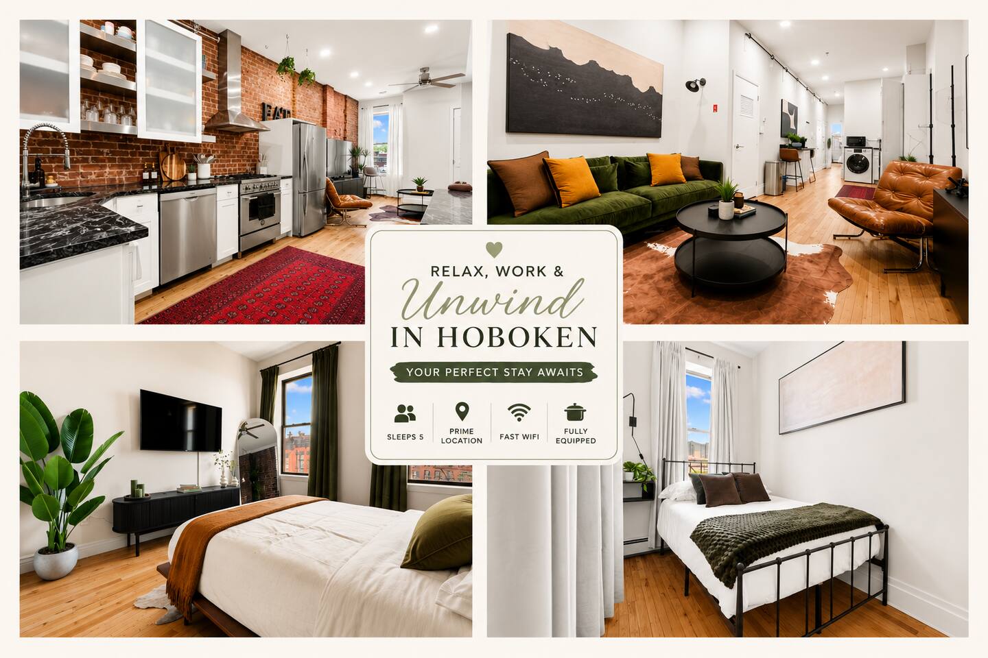 Chic Hoboken 2BR | Sleeps 5 | Near NYC & PATH