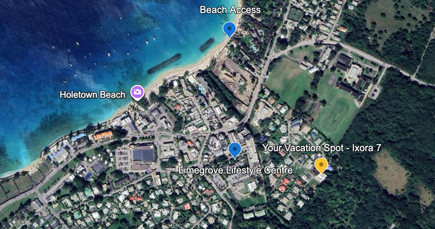Prime Holetown location near beach access, dining, and Limegrove