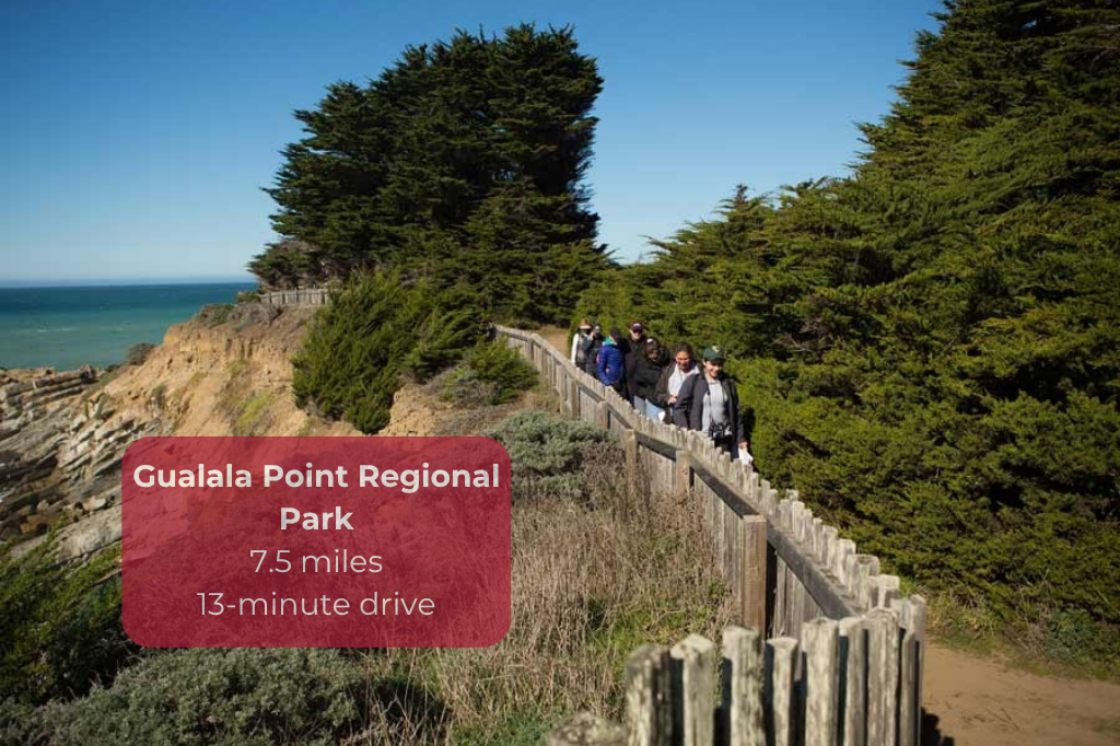 Scenic coastal trails and ocean views at nearby Gualala Point Park