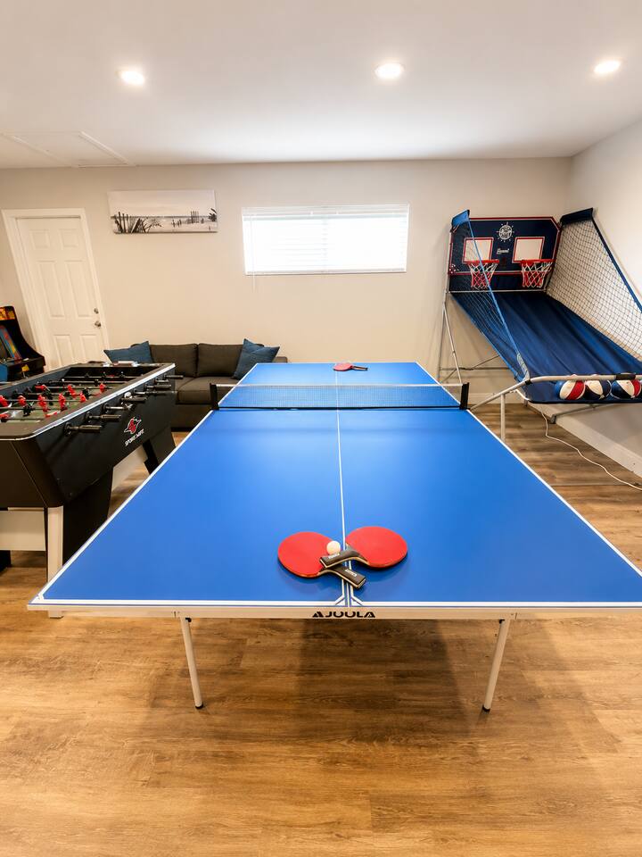 Enjoy hours of fun with our indoor ping pong table, perfect for friendly matches and family entertainment.