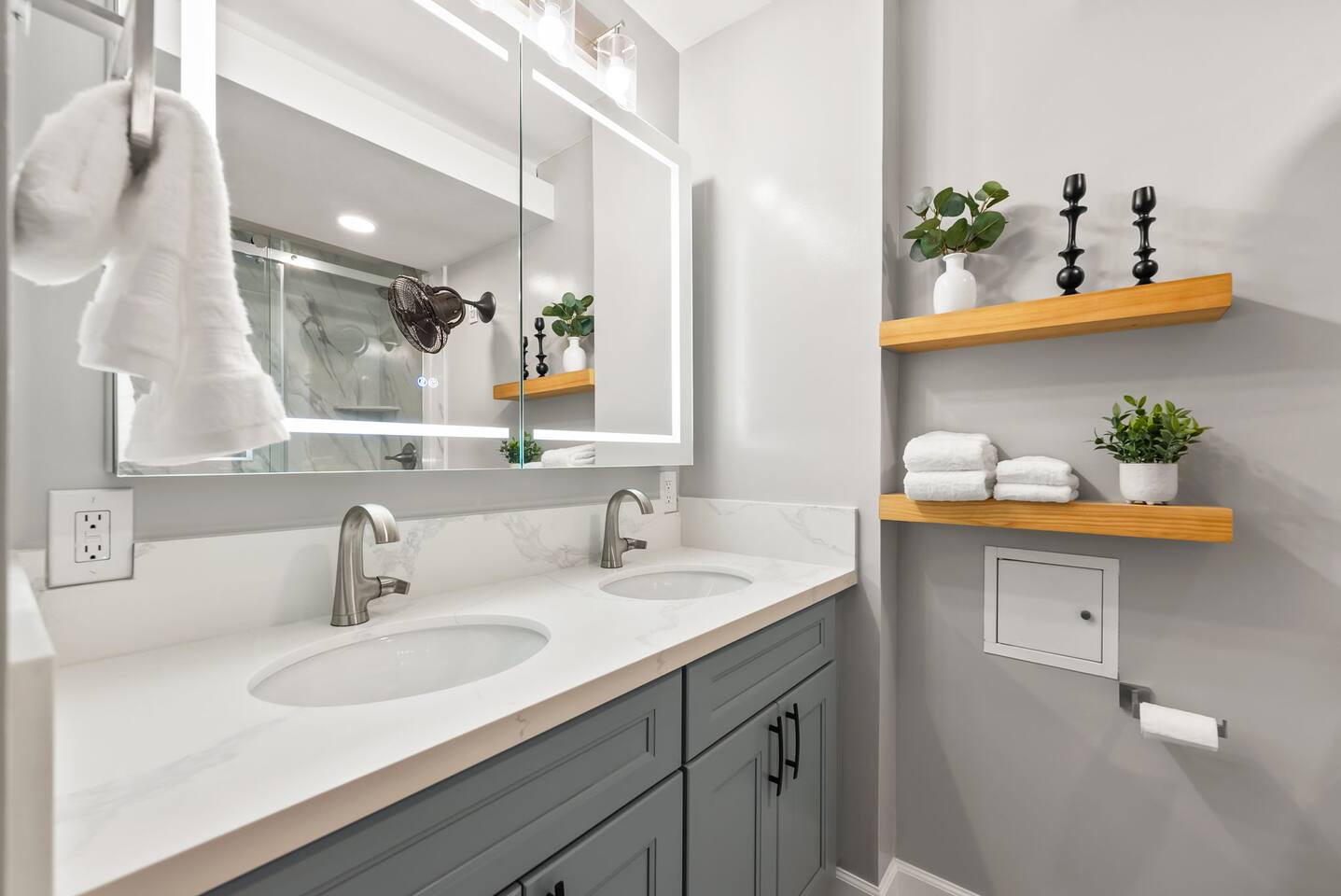 Pamper yourself in our well-lit, spacious bathroom.