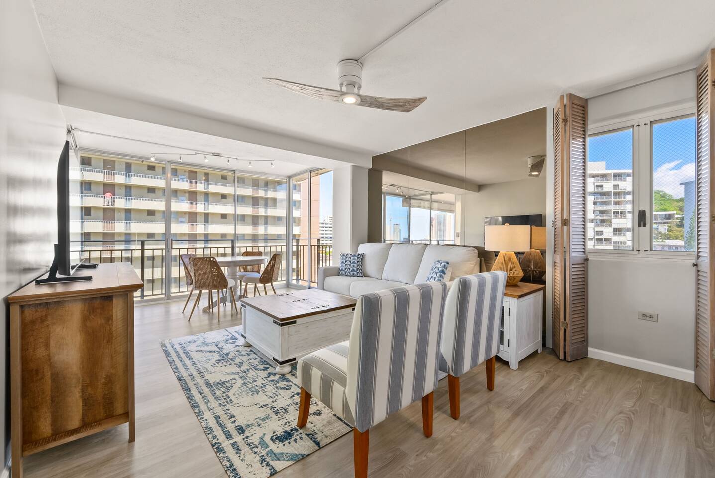 Kick back in our spacious living room! Perfect for family game nights or binge-watching your favorite shows on the 55” smart TV.