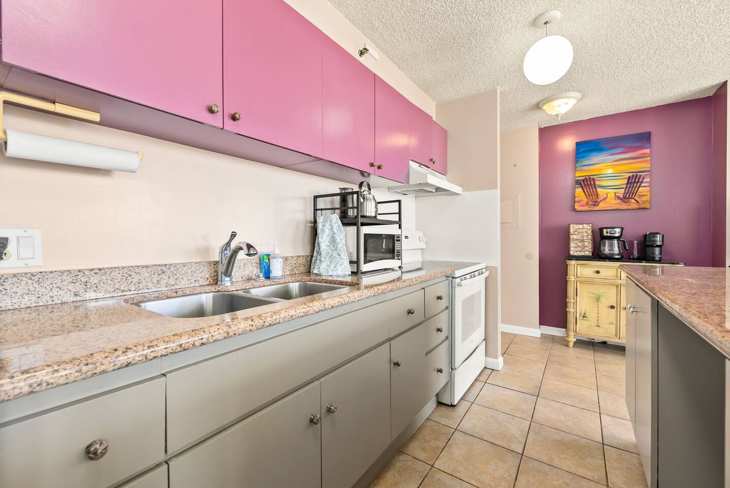Cook like a local in the full kitchen ★"with plenty of amenities, including pots, pans, coffee mugs, and more, making it convenient to cook if needed"★