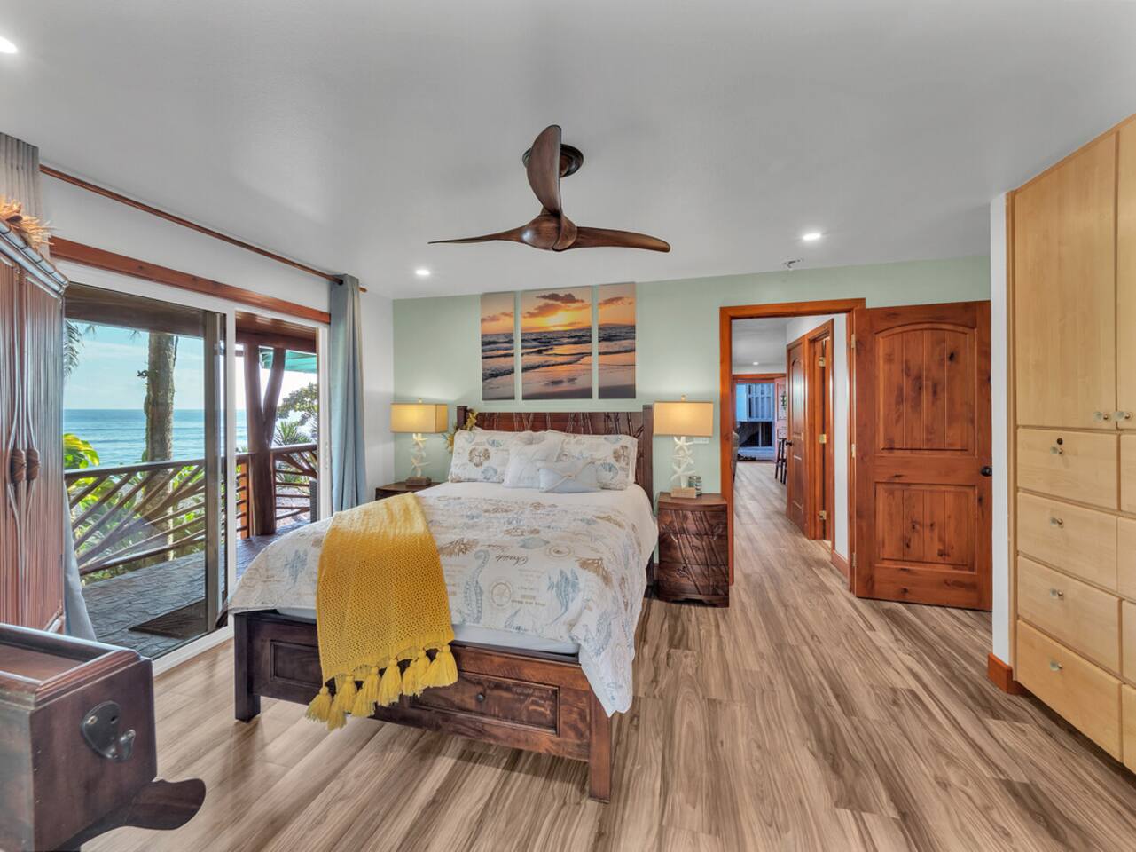 Located on the main level, the master bedroom is private while also providing easy access
