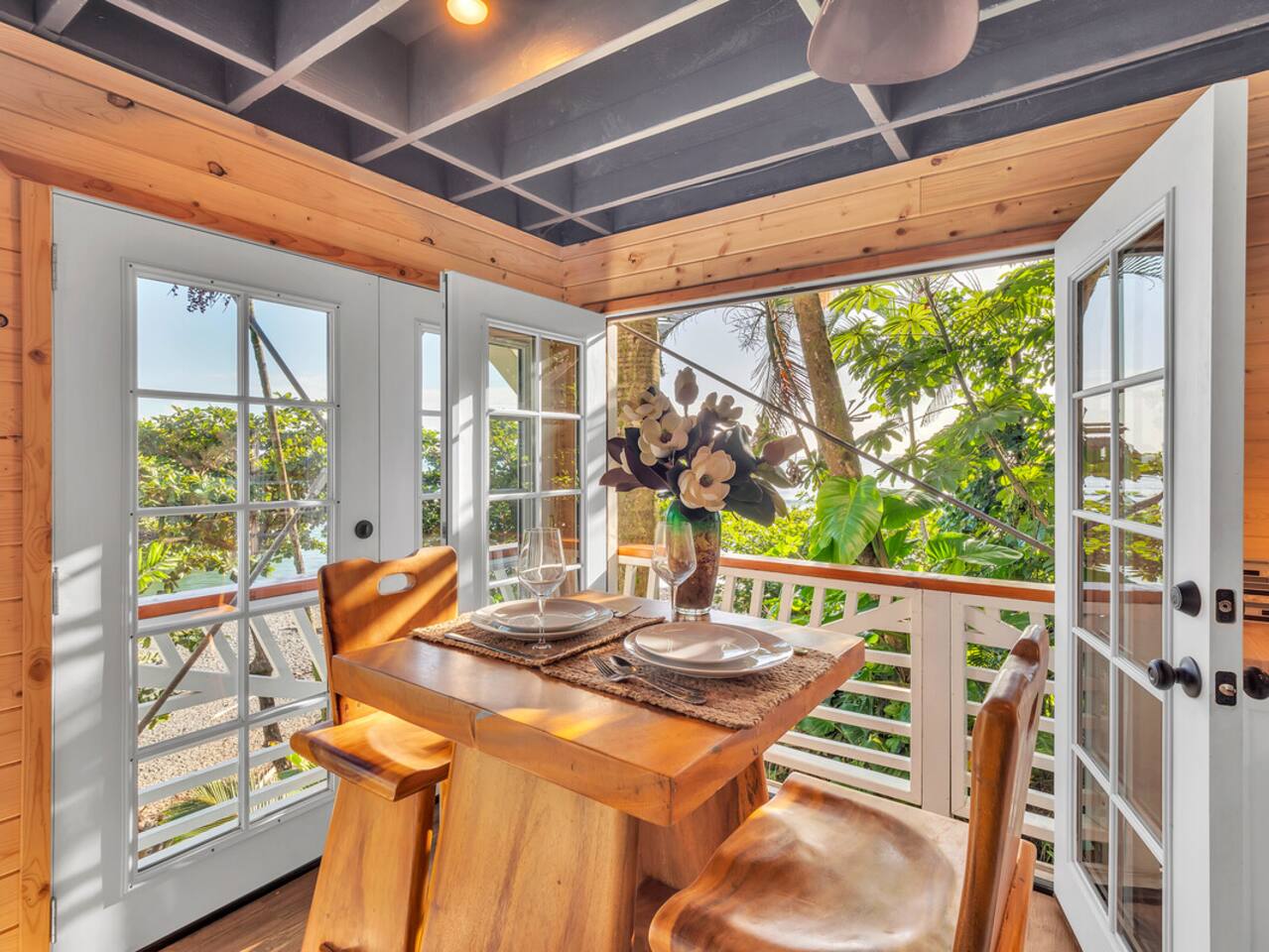 Enjoy breakfast or a private meal in the third floor suite, open the doors for an incredible island breeze