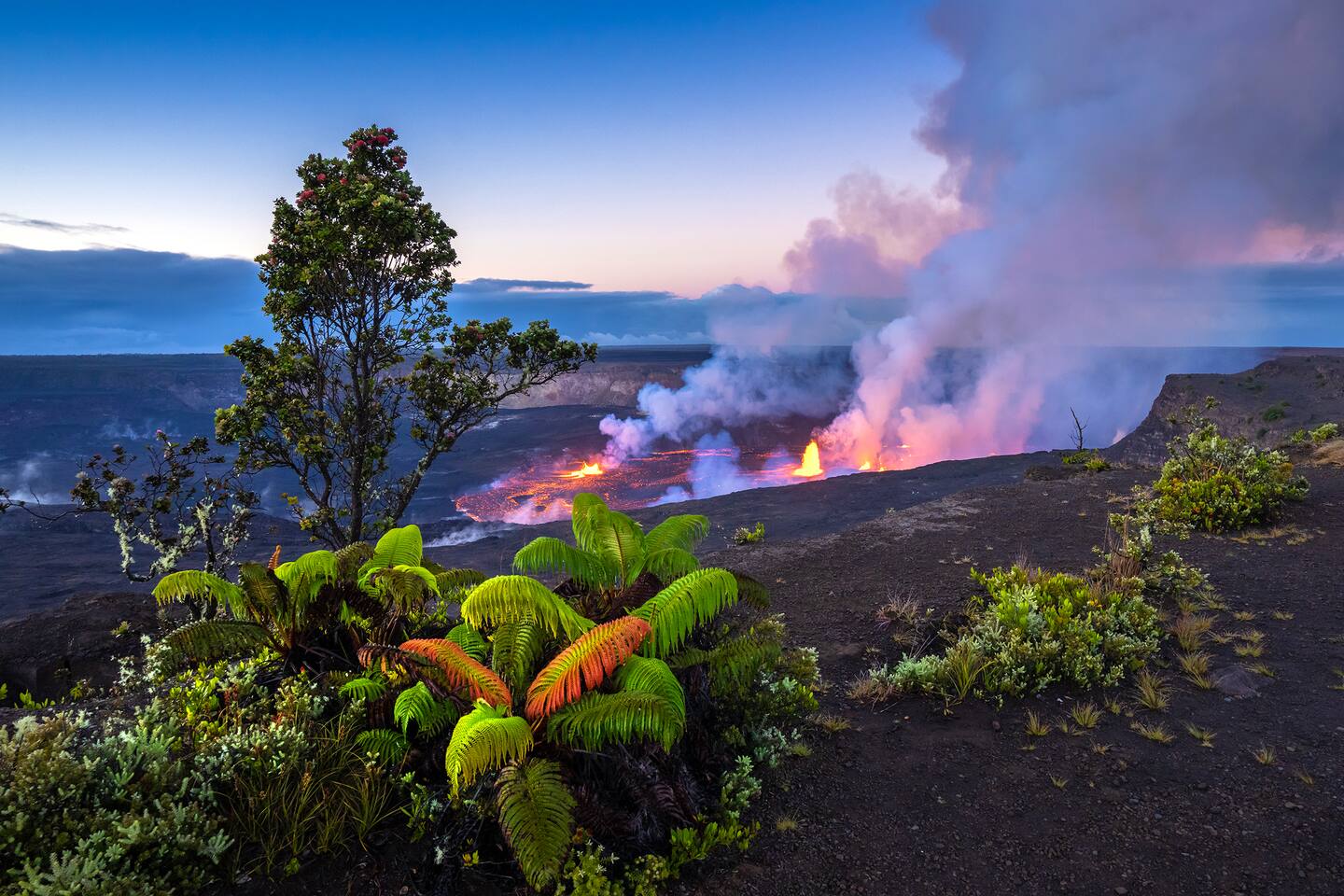 Witness the extraordinary force of nature at Hawaii Volcanoes National Park, where you may catch a glimpse of an active eruption
