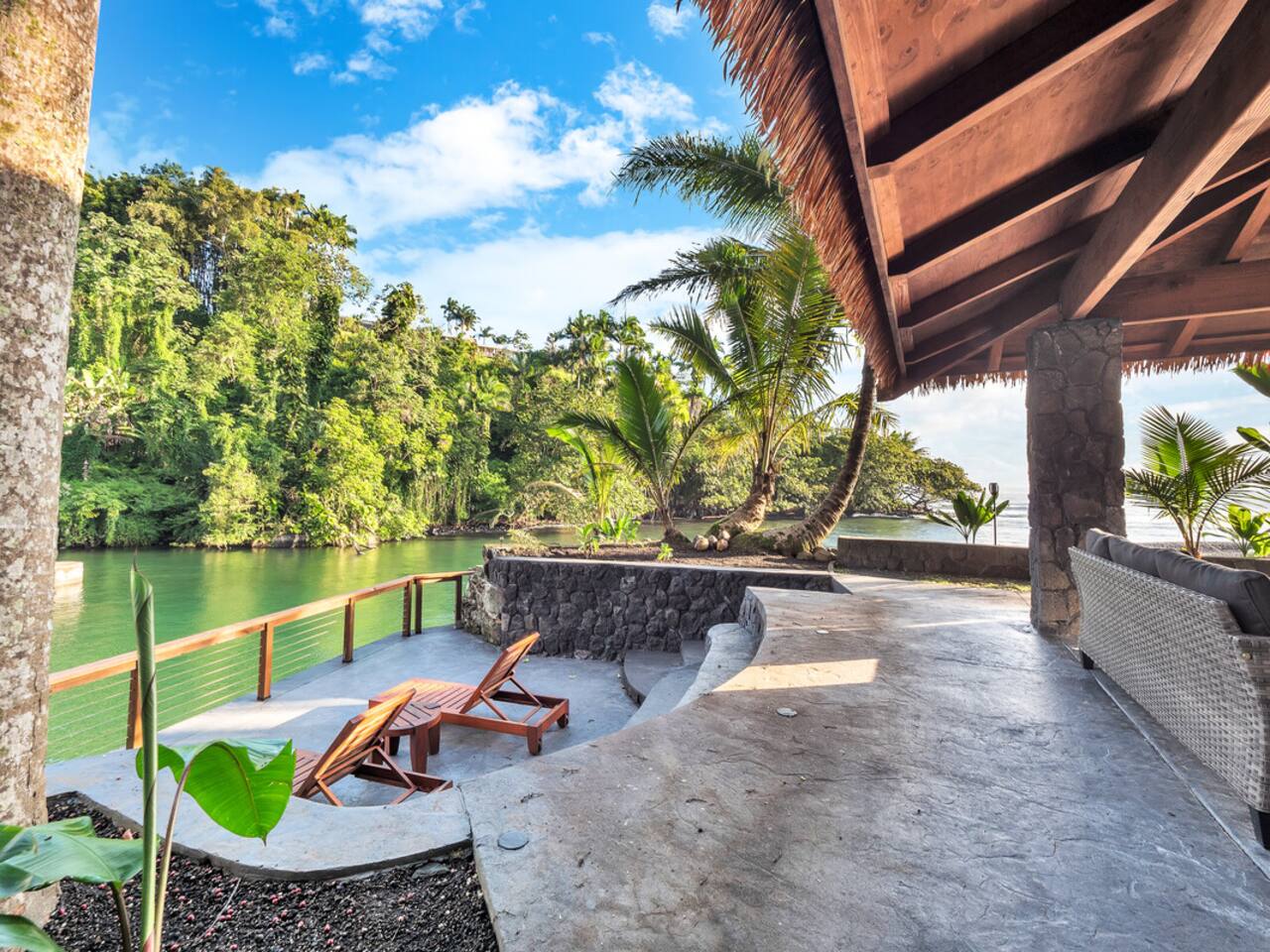 This property offers everything from tranquil water views to exciting outdoor activities in the ocean and river.