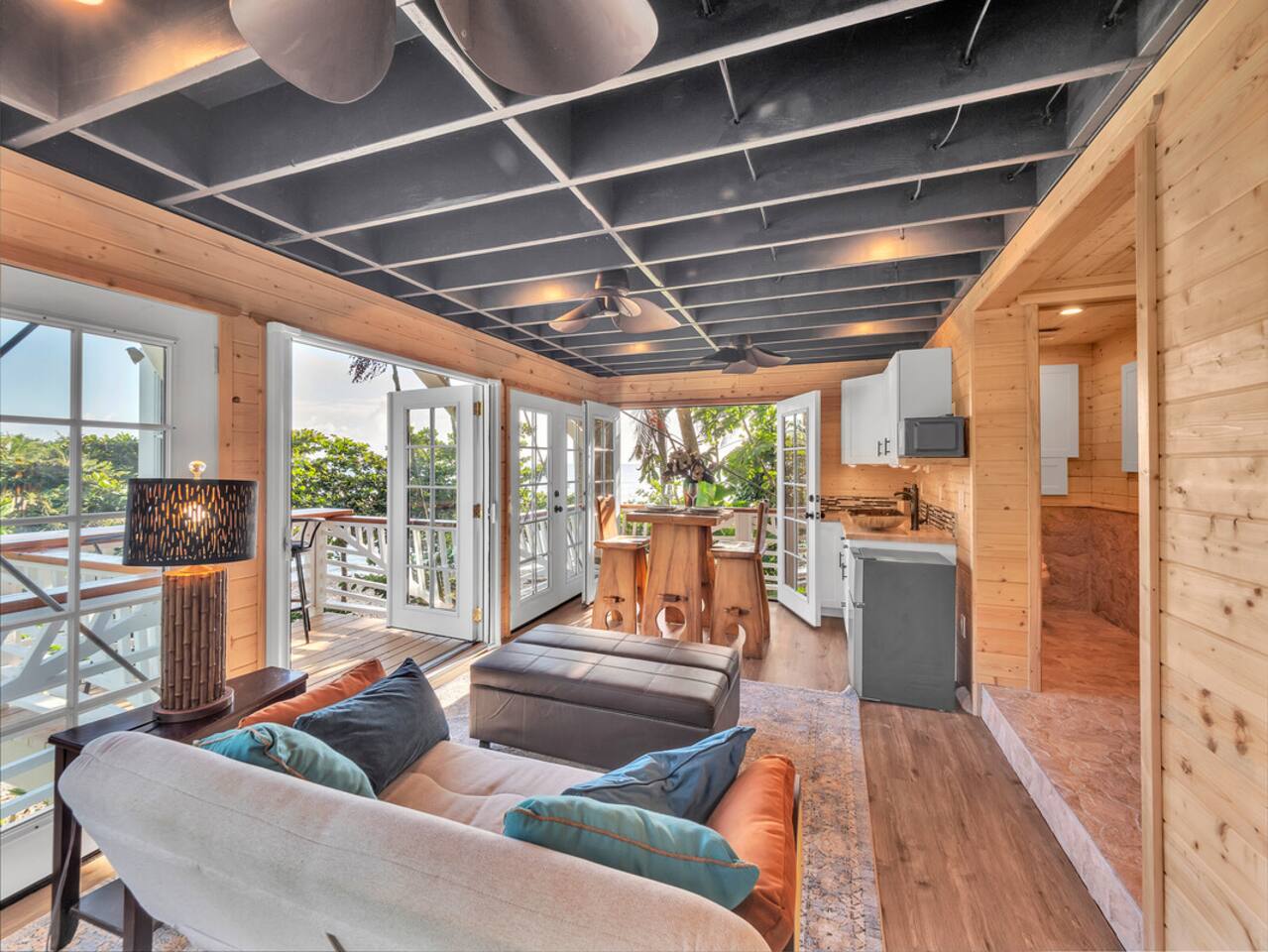 Enjoy peaceful beach views and relax in comfort with sleeping for 3.