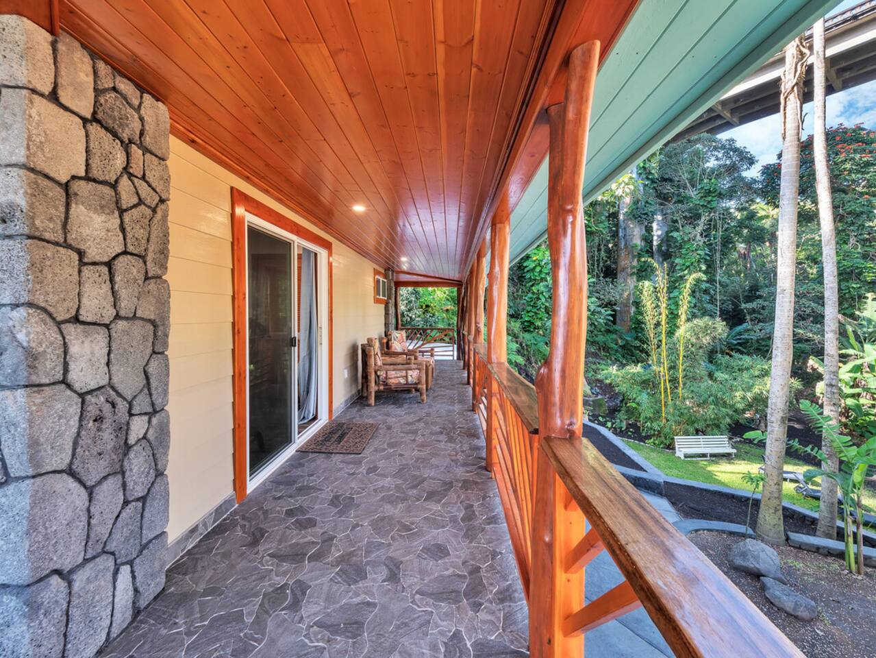 Step through the sliding doors from the upstairs master and onto the lanai, where you can bask in the ocean breeze and enjoy views of the river right from your private retreat.