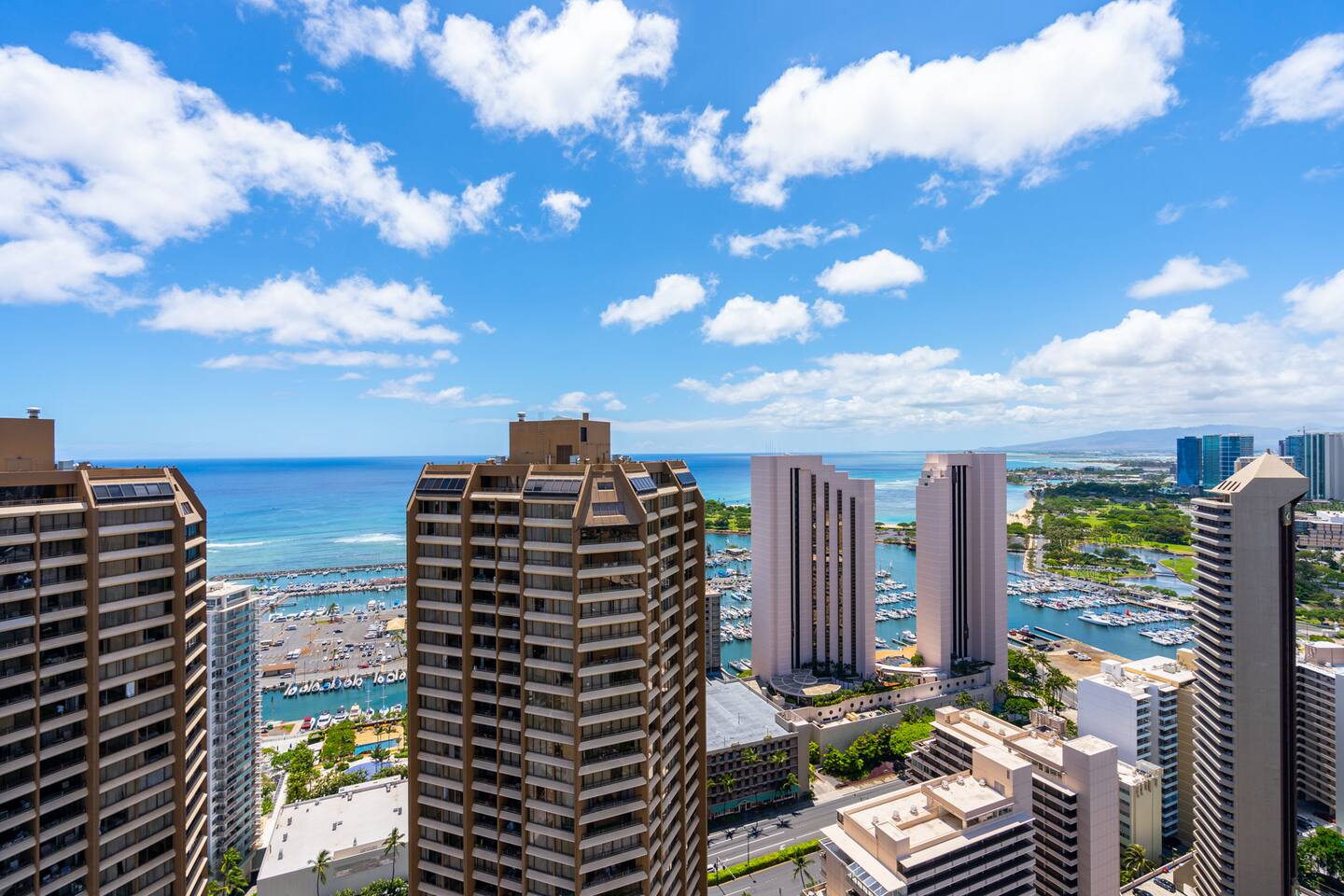 Whether you’re relaxing or taking photos, the rooftop terrace offers panoramic views of Waikiki.