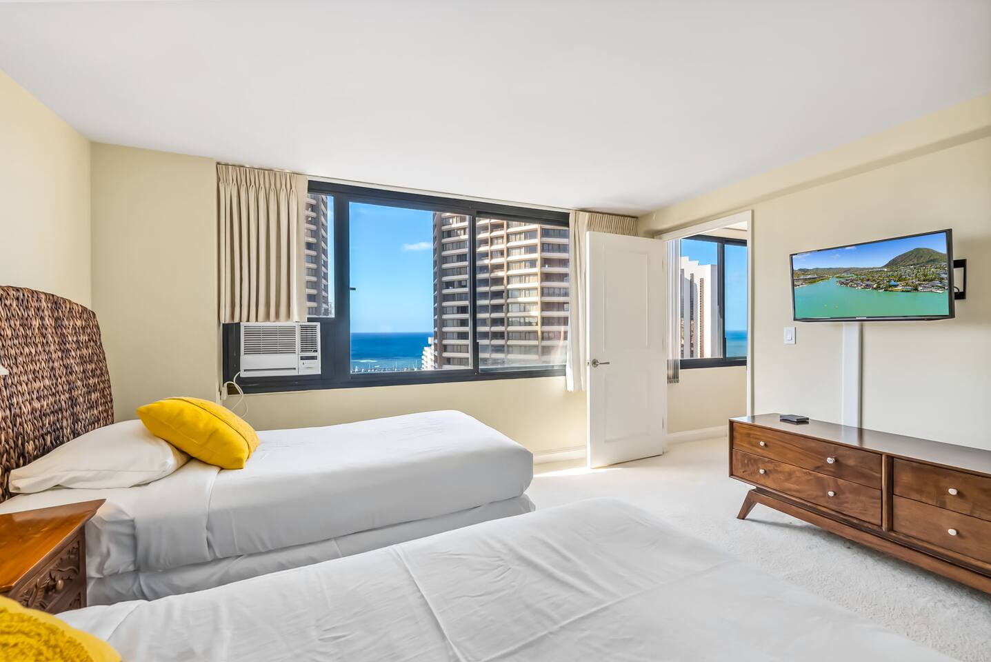 Unwind in this suite with an ocean view and a 32" smart TV.