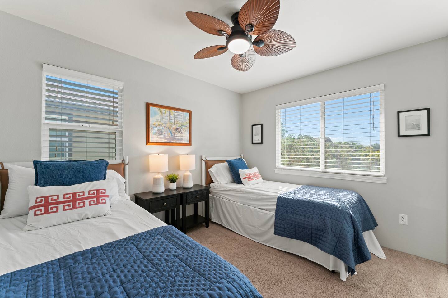 With comfort and style in mind, this twin bedroom offers a peaceful retreat with a splash of island charm.
