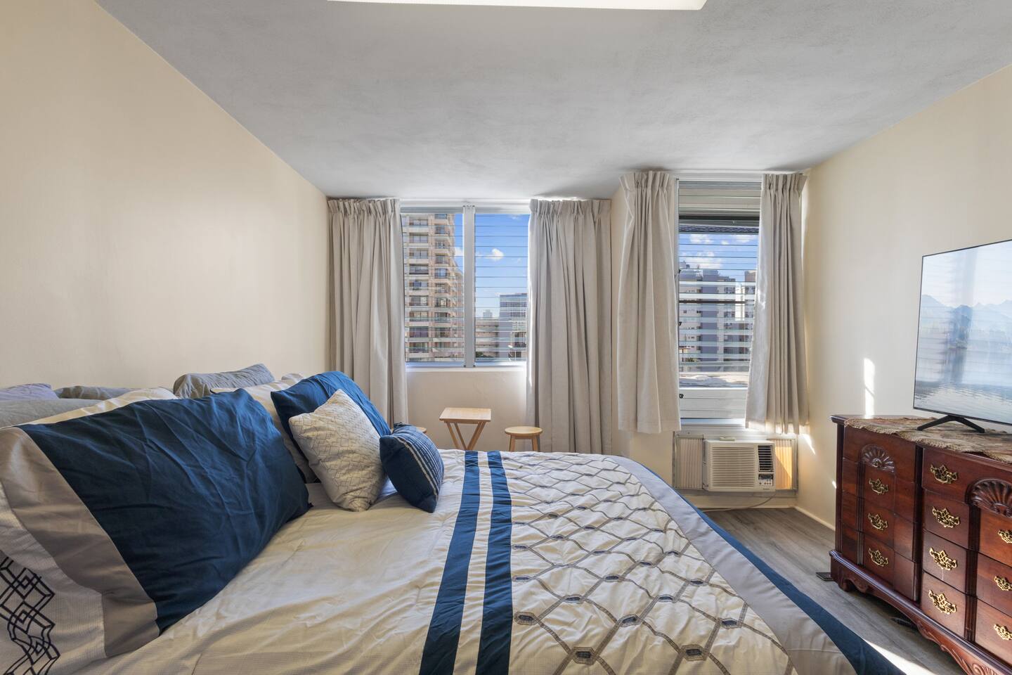 We recently added a desk in front of the window (not pictured) to make work from home during your stay as easy as island living.
