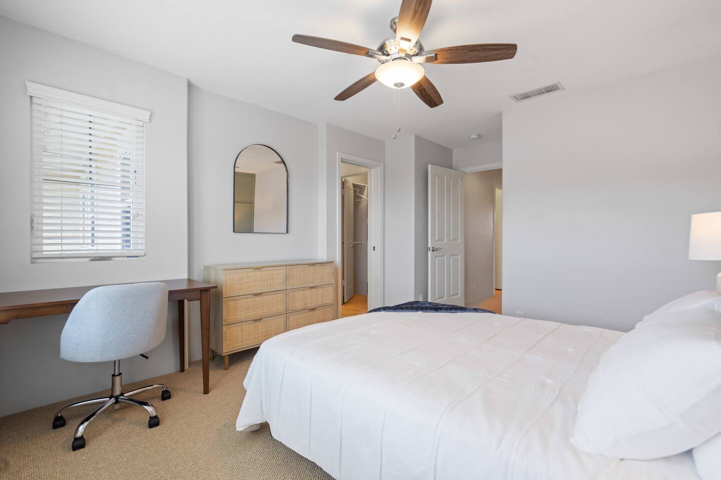 A convenient desk space that's perfect for remote work or quiet study.