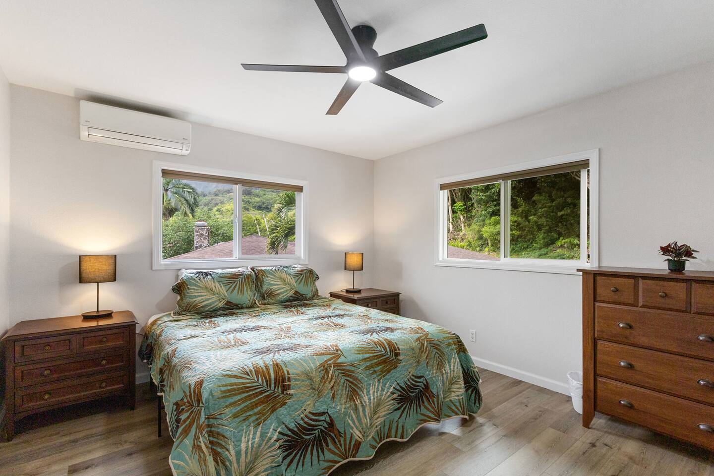 This island bedroom is surrounded by stunning lush views from every window-nature right at your bedside.