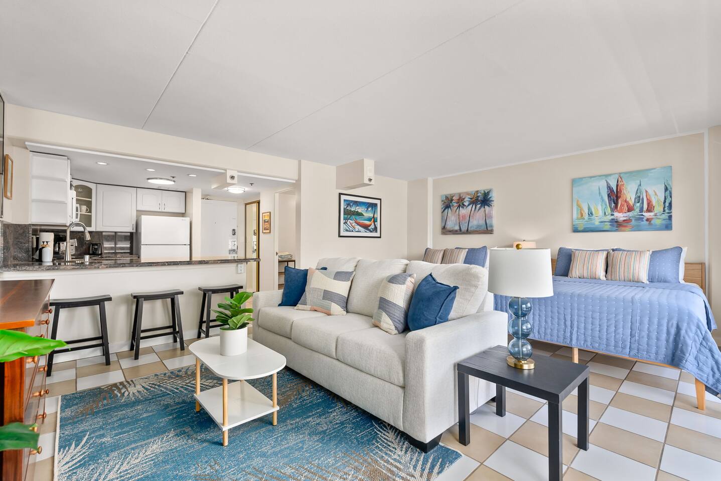 All-in-one comfort with coastal flair, this studio retreat awaits!