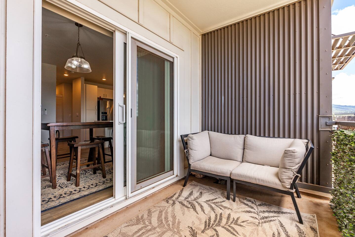 This cozy nook is perfect for morning coffee or evening wind-downs.