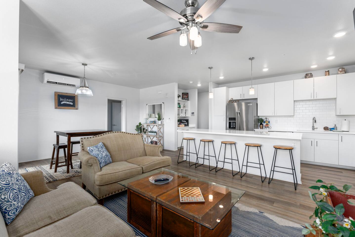 Gather with friends and family in the open-concept living room.