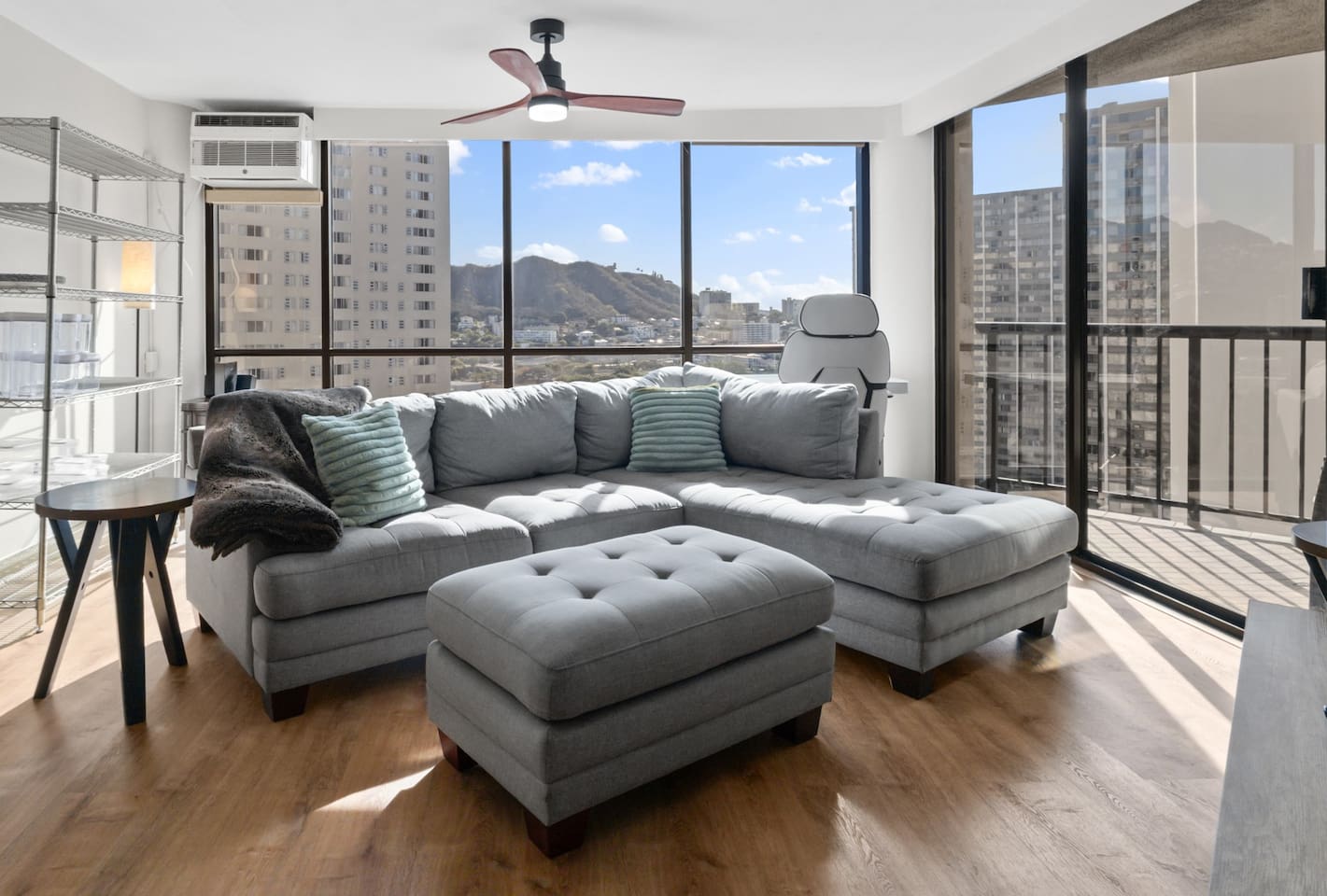Whether you're working or unwinding, this airy retreat with panoramic windows and cozy touches makes every moment feel like vacation.