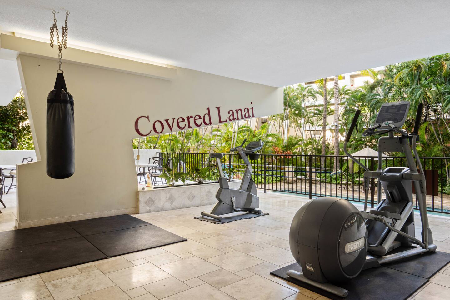 Covered comfort, tropical views, and gear that moves. Your fitness flow, lanai edition. Stay active, stay inspired.