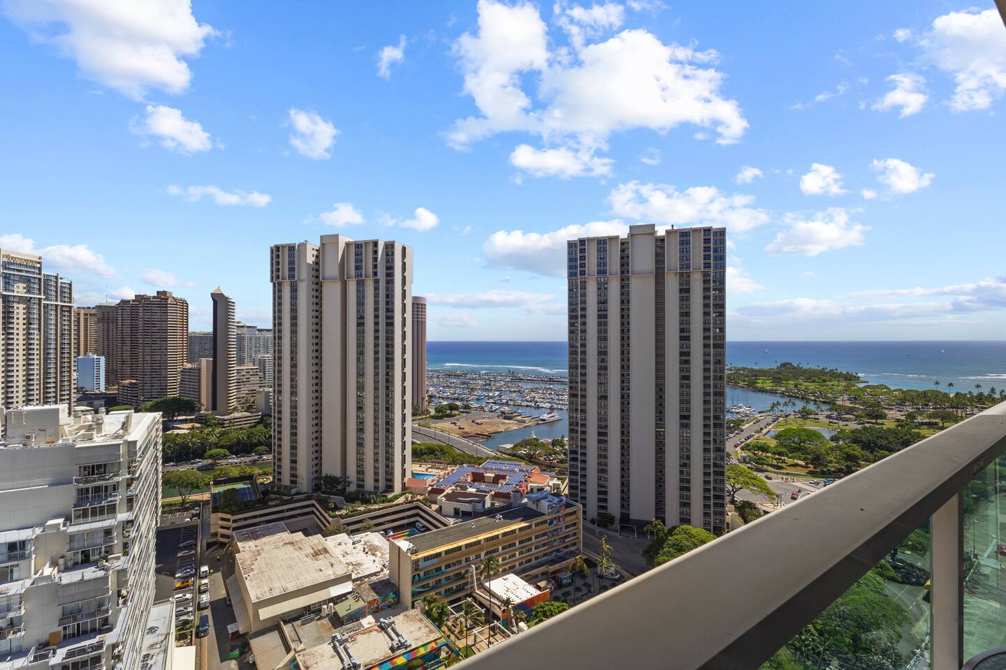 Take in breathtaking partial ocean views from the 24th floor.