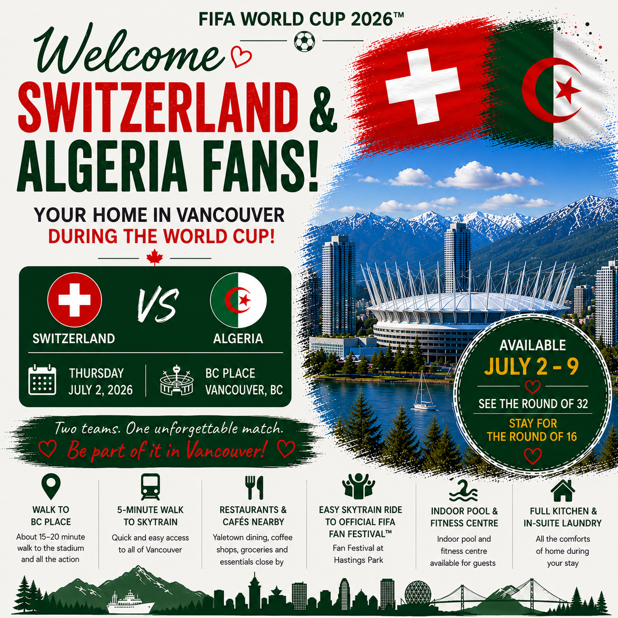 Walk to BC Place • Full Apartment Suite